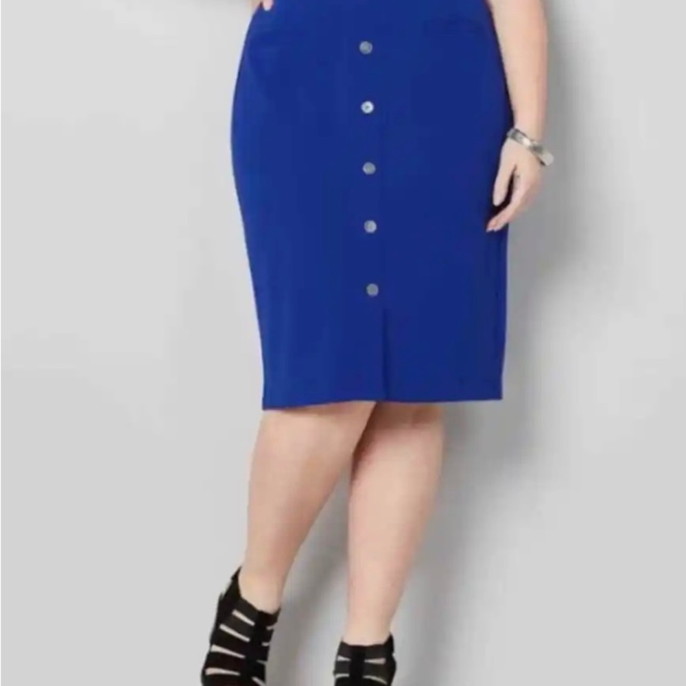 Avenue Button Front Midi Straight Skirt Size 26/28W